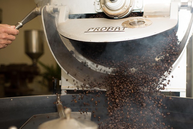 Traditional Ethiopian coffee ceremony with a clay jebena pot on glowing charcoal, green coffee beans being roasted in a flat pan, surrounded by aromatic smoke in warm amber tones